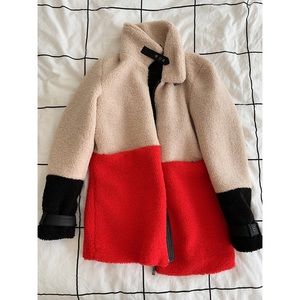 Colorblock Teddy Coat